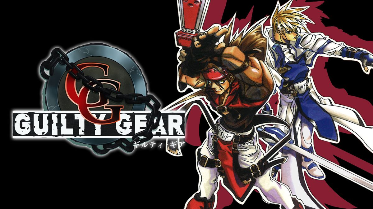 promotional art for guilty gear, featuring sol and ky on a black background